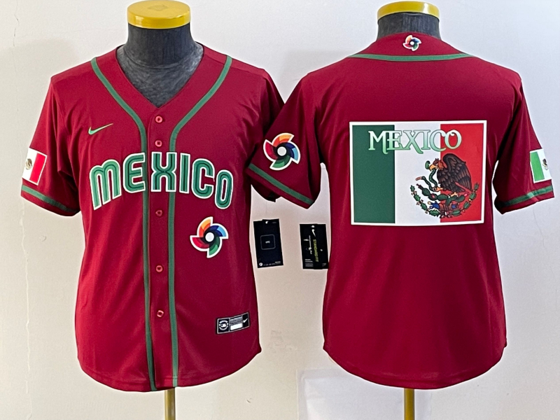 Mexico Blank Red Youth Nike 2023 World Baseball Classic Jerseys