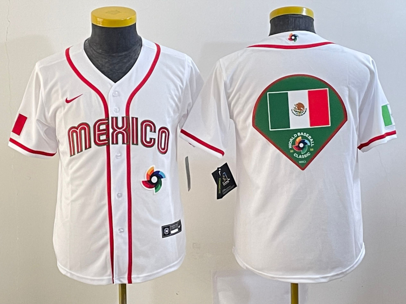 Mexico Blank White Youth Nike 2023 World Baseball Classic Jersey