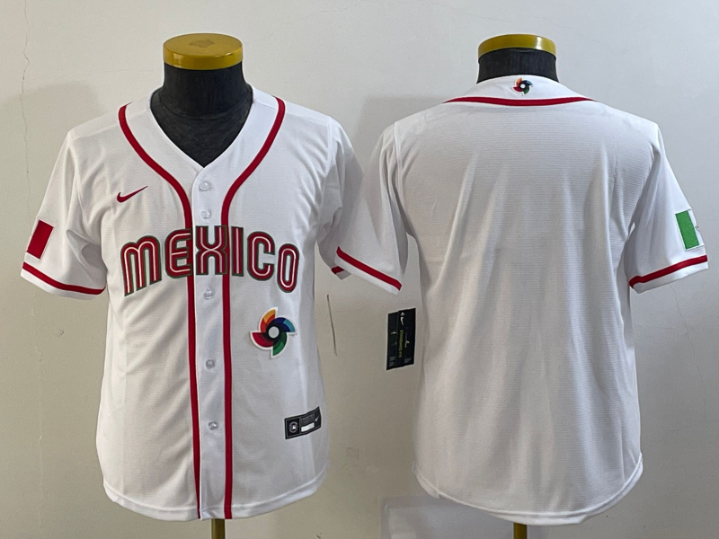Mexico Blank White Youth Nike 2023 World Baseball Classic Jerseys