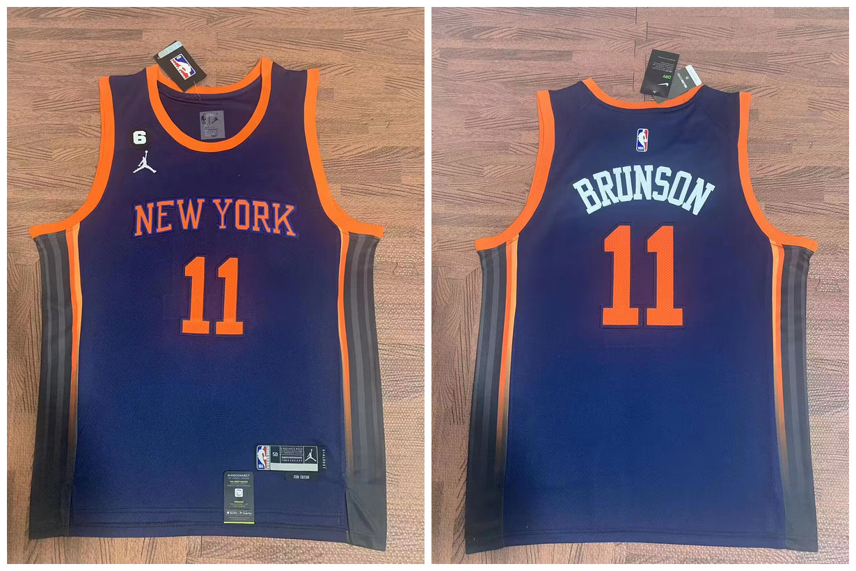Knicks 11 Jalen Brunson Navy City Edition Swingman Jersey