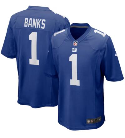 Nike Giants 1 Deonte Banks Royal 2023 NFL Draft Vapor Limited Jersey