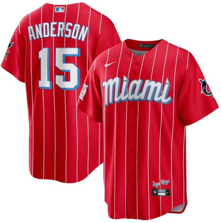 Marlins 15 Brian Anderson Red 2021 City Connect Cool Base Jersey