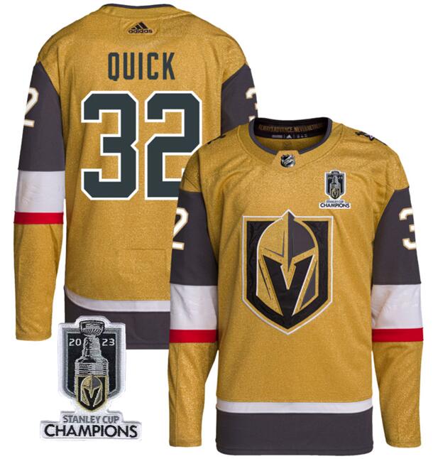 Vegas Golden Knights 32 Jonathan Quick Gold 2023 Stanley Cup Champions Adidas Jersey