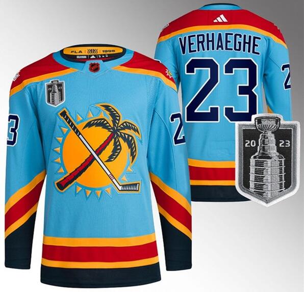 Panthers 23 Carter Verhaeghe Blue 2023 Stanley Cup Final Reverse Retro Adidas Jersey