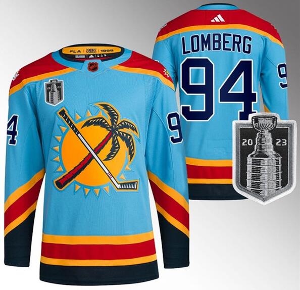 Panthers 94 Ryan Lomberg Blue 2023 Stanley Cup Final Reverse Retro Adidas Jersey