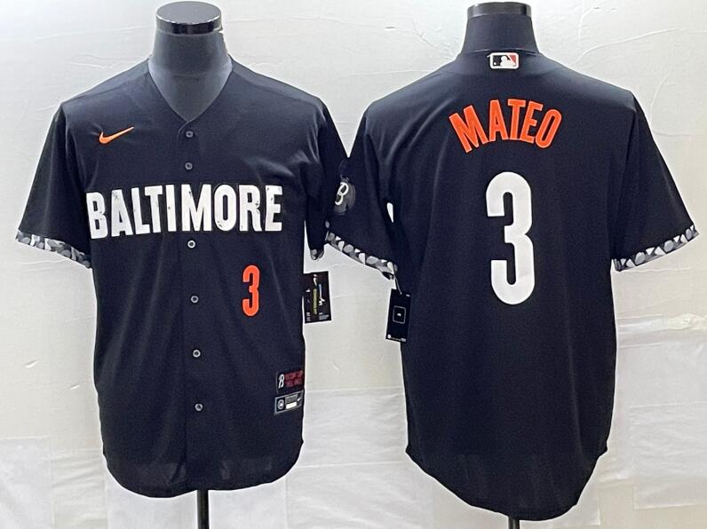 Orioles 3 Jorge Mateo Number Black Nike 2023 City Connect Cool Base Jersey