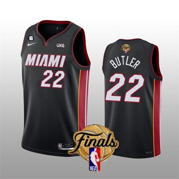 Heat 22 Jimmy Butler Black Nike 2023 NBA Finals NO.6 Patch Swingman Jersey - Click Image to Close
