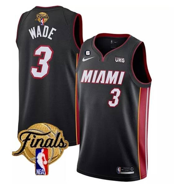 Heat 3 Dwyane Wade Black Nike 2023 NBA Finals NO.6 Patch Swingman Jersey - Click Image to Close