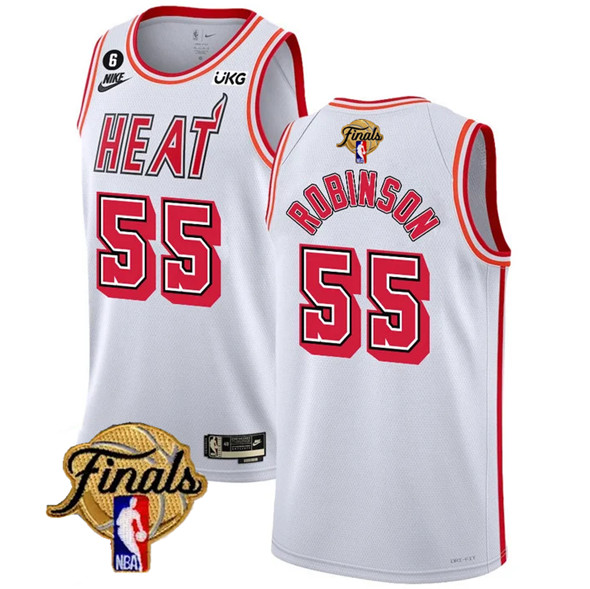 Heat 55 Duncan Robinson White Nike 2023 NBA Finals NO.6 Patch Classic Edition Swingman Jersey - Click Image to Close