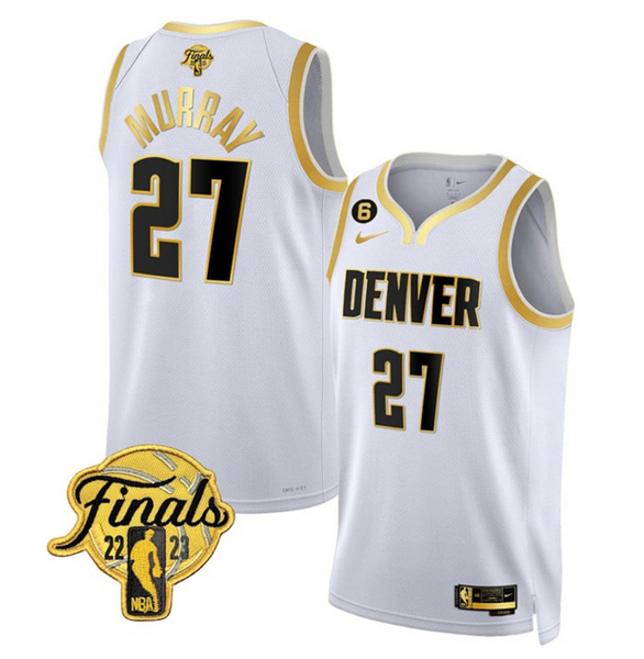 Nuggets 27 Jamal Murray White Nike 2023 Finals NO.6 Patch Collection Edition Swingman Jersey - Click Image to Close