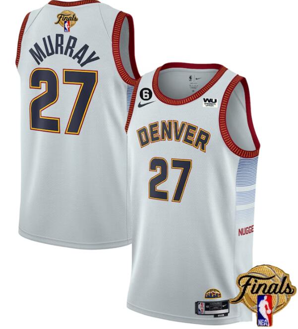 Nuggets 27 Jamal Murray White Nike 2023 Finals NO.6 Patch Swingman Jersey - Click Image to Close