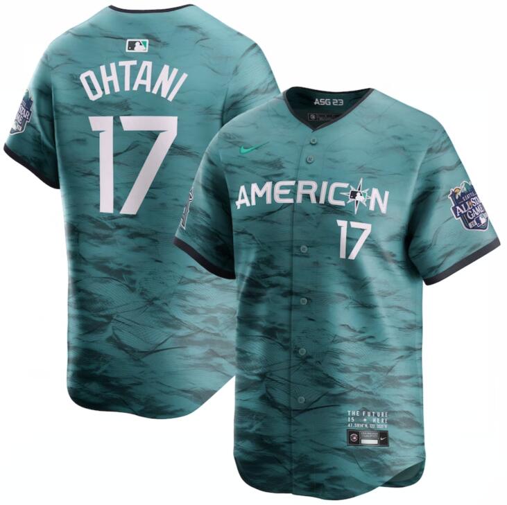 American League 17 Shohei Ohtani Teal Nike 2023 MLB All-Star Game Jersey
