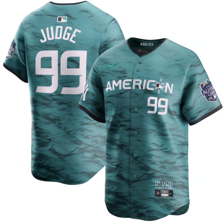 American League 99 Aaron Judge Teal Nike 2023 MLB All-Star Game Jersey