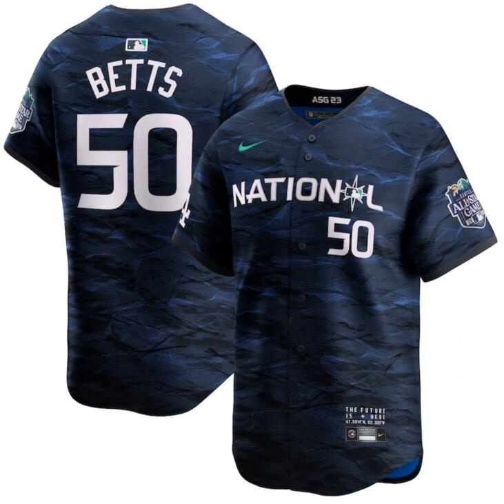National League 50 Mookie Betts Royal Nike 2023 MLB All-Star Game Jersey
