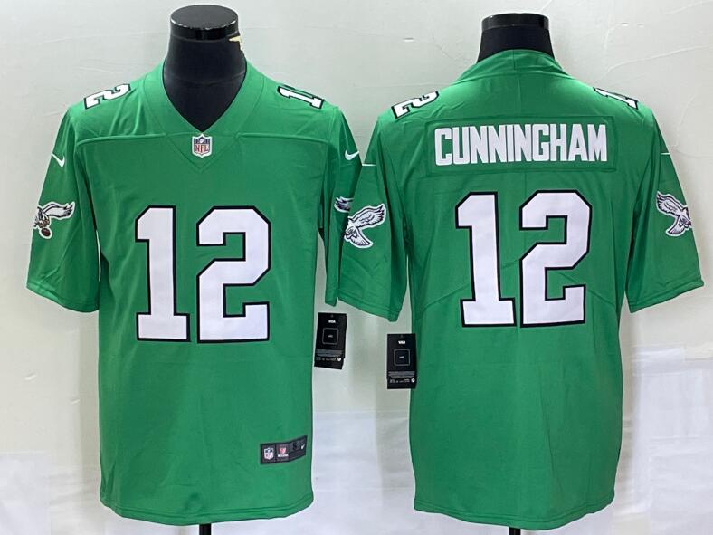 Nike Eagles 12 Randall Cunningham Green Vapor Limited Throwback Jersey - Click Image to Close