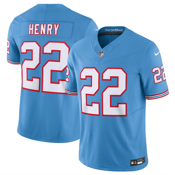 Nike Titans 22 Derrick Henry Light Blue Oilers Throwback Vapor F.U.S.E. Limited Jersey