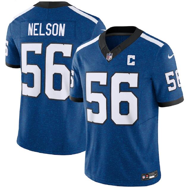 Nike Colts 56 Quenton Nelson Royal F.U.S.E. Vapor Limited C Patch Throwback Jersey - Click Image to Close