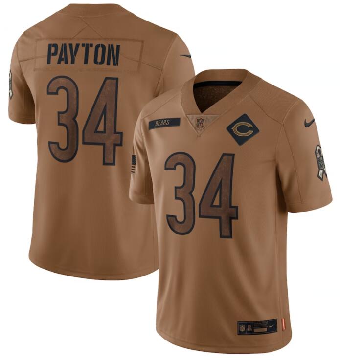 Nike Bears 34 Walter Payton Brown 2023 Salute To Service Limited Jersey - Click Image to Close