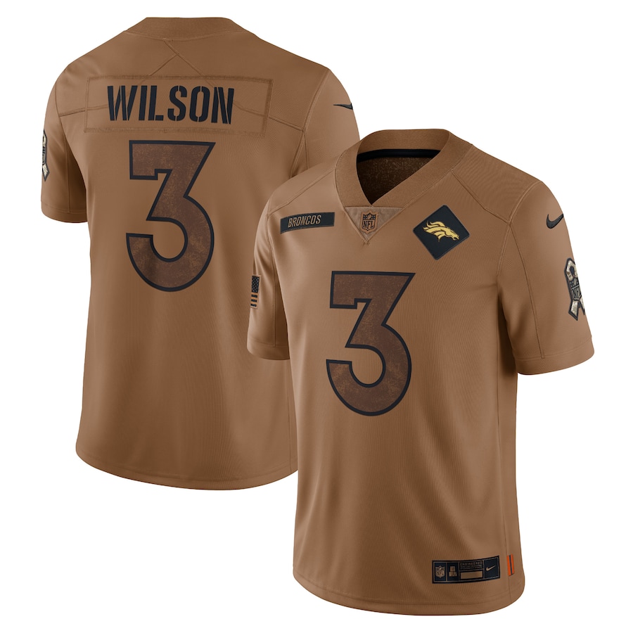 Nike Broncos 3 Russell Wilson Brown 2023 Salute To Service Limited Jersey - Click Image to Close
