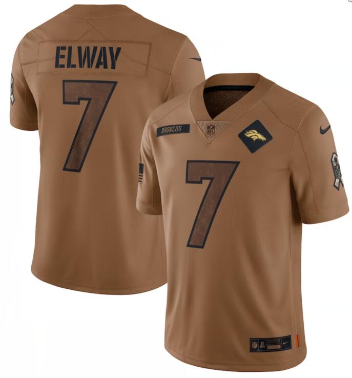 Nike Broncos 7 John Elway Brown 2023 Salute To Service Limited Jersey - Click Image to Close