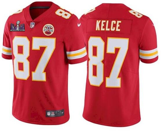 Nike Chiefs 87 Travis Kelce Red 2024 Super Bowl LVIII Patch Vapor Untouchable Limited Jersey