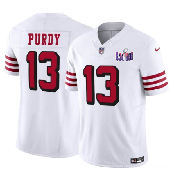 Nike 49ers 13 Brock Purdy White 2024 Super Bowl LVIII Color Rush Vapor Untouchable Limited Jersey - Click Image to Close