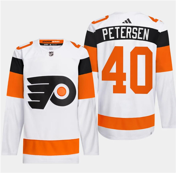 Flyers 40 Cal Petersen White 2024 NHL Stadium Series Adidas Jersey - Click Image to Close