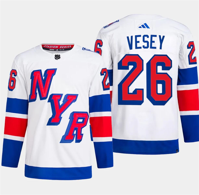 Rangers 26 Jimmy Vesey White 2024 NHL Stadium Series Adidas Jersey