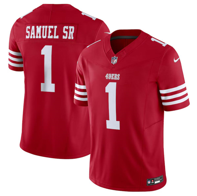Nike 49ers 1 Deebo Samuel Sr Red Vapor Untouchable Color Rush Limited Jersey - Click Image to Close