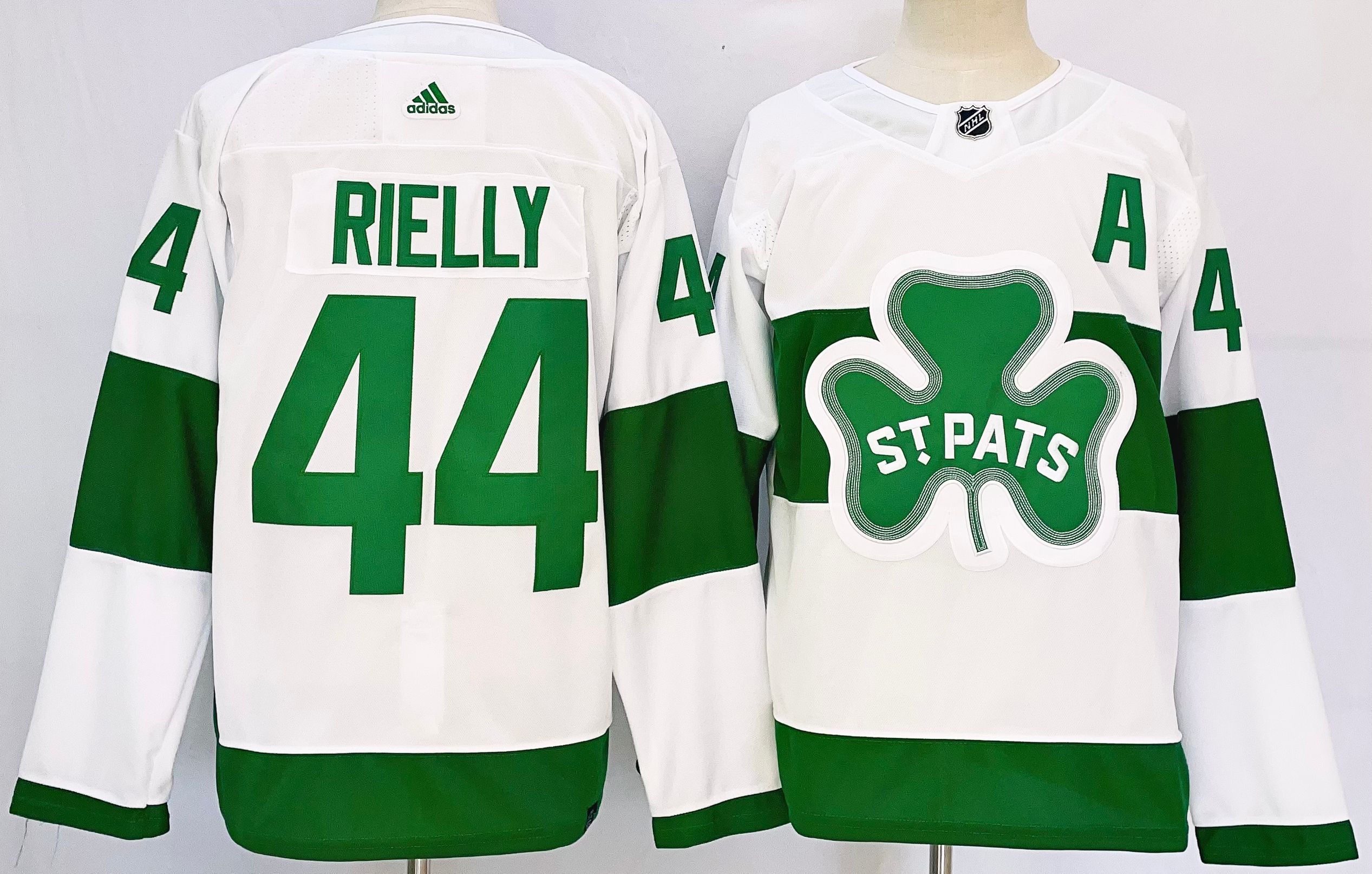 Maple Leafs 44 Morgan Rielly White St Patricks Adidas Jersey - Click Image to Close