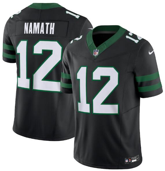 Nike Jets 12 Joe Namath Black Vapor F.U.S.E. Limited Jersey
