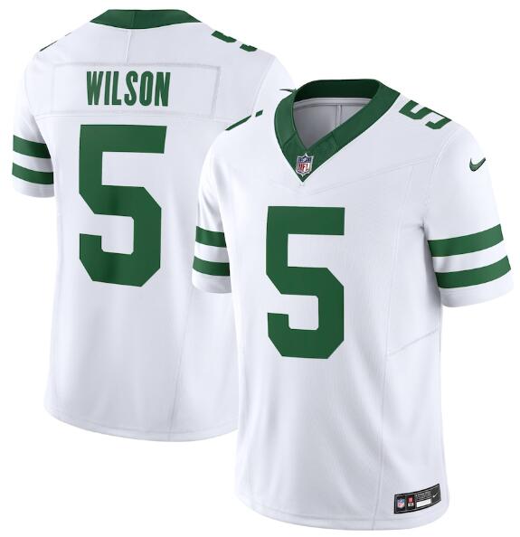 Nike Jets 5 Garrett Wilson White Vapor F.U.S.E. Limited Jersey