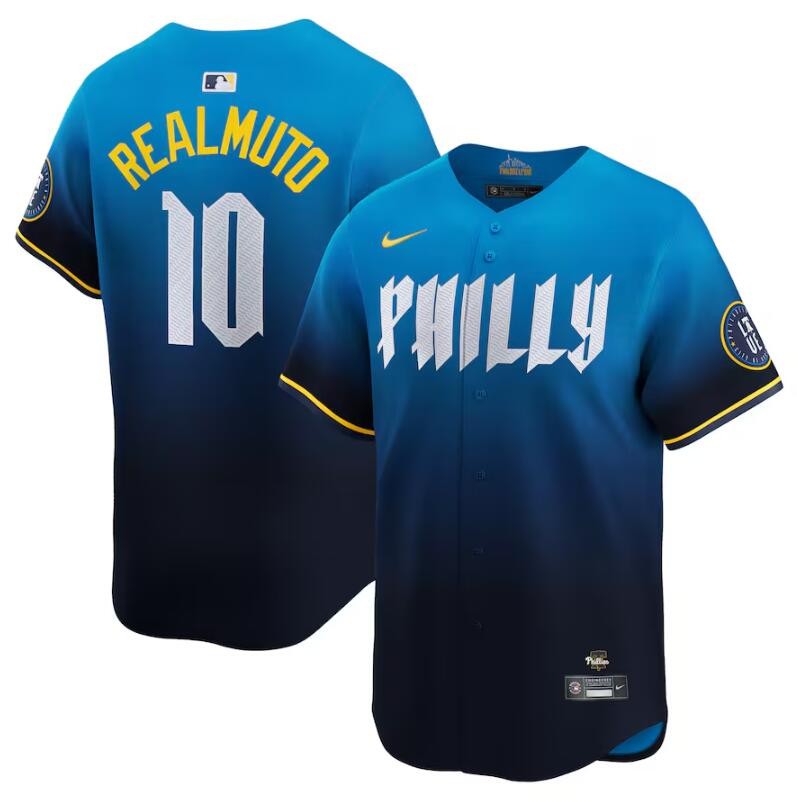 Phillies 10 J.T. Realmuto Blue Nike 2024 City Connect Cool Base Jersey - Click Image to Close