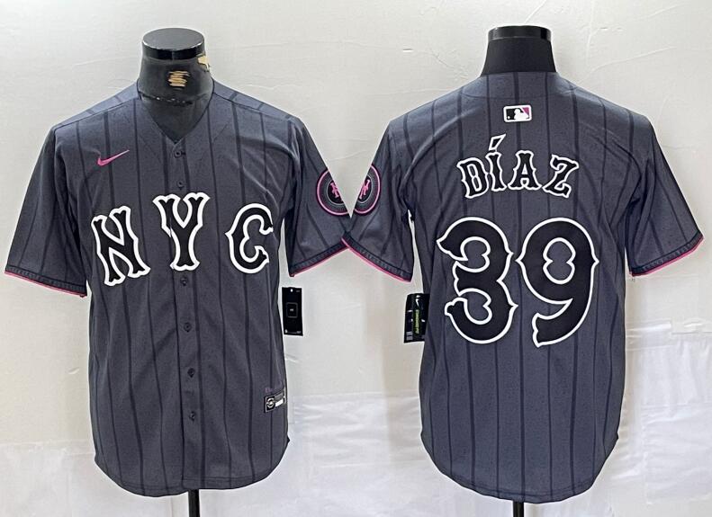 Mets 39 Edwin Diaz Gray Nike 2024 City Connect Cool Base Jersey