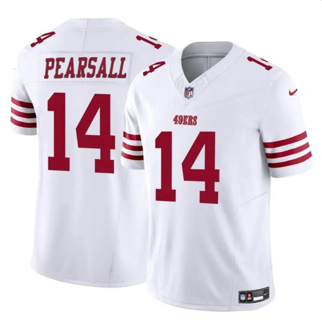 Nike 49ers 14 Ricky Pearsall White 2024 NFL Draft Vapor Limited Jersey