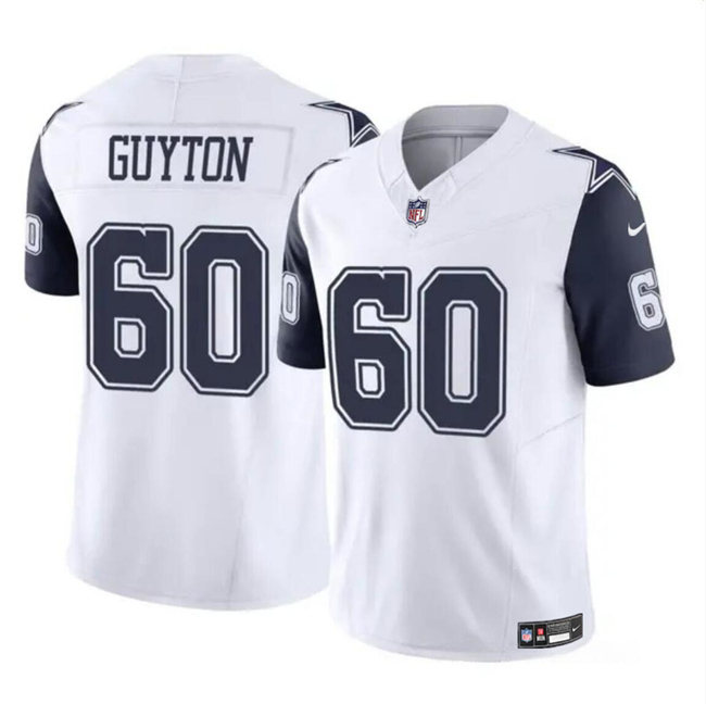 Nike Cowboys 60 Tyler Guyton White 2024 NFL Draft Color Rush Limited Jersey