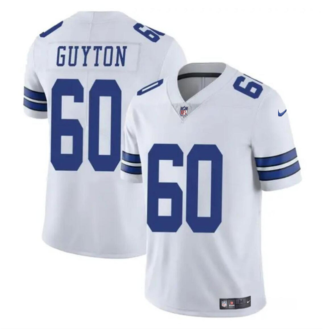 Nike Cowboys 60 Tyler Guyton White 2024 NFL Draft Vapor Limited Jersey