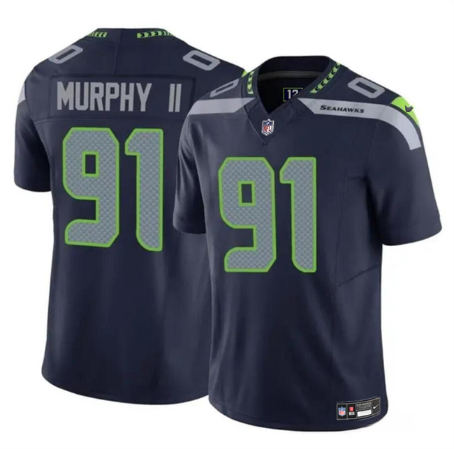 Nike Seahawks 91 Byron Murphy II Navy 2024 NFL Draft Vapor Limited Jersey