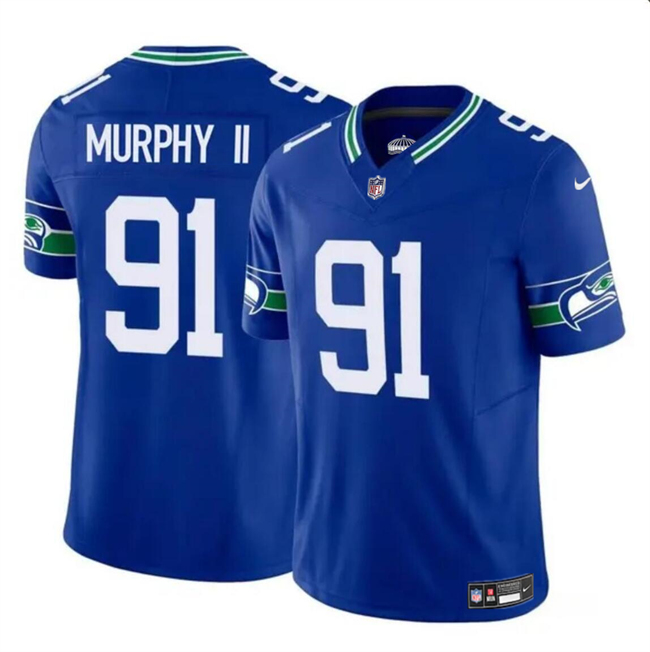 Nike Seahawks 91 Byron Murphy II Royal 2024 NFL Draft Vapor Limited Jersey