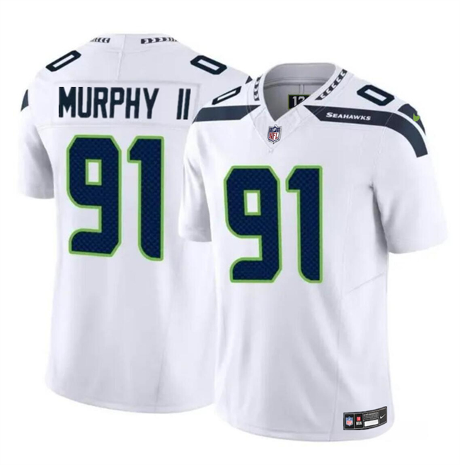 Nike Seahawks 91 Byron Murphy II White 2024 NFL Draft Vapor Limited Jersey
