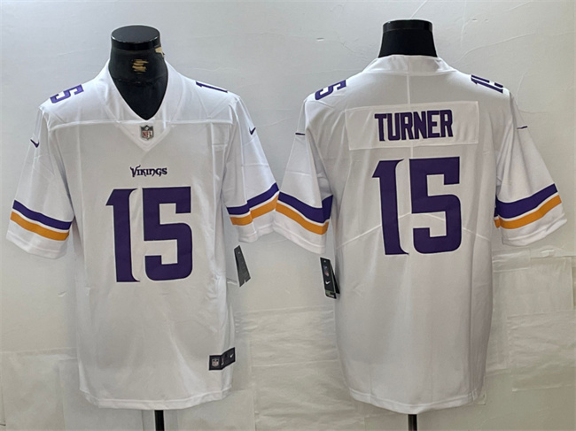 Nike Vikings 15 Dallas Turner White 2024 NFL Draft Vapor Limited Jersey