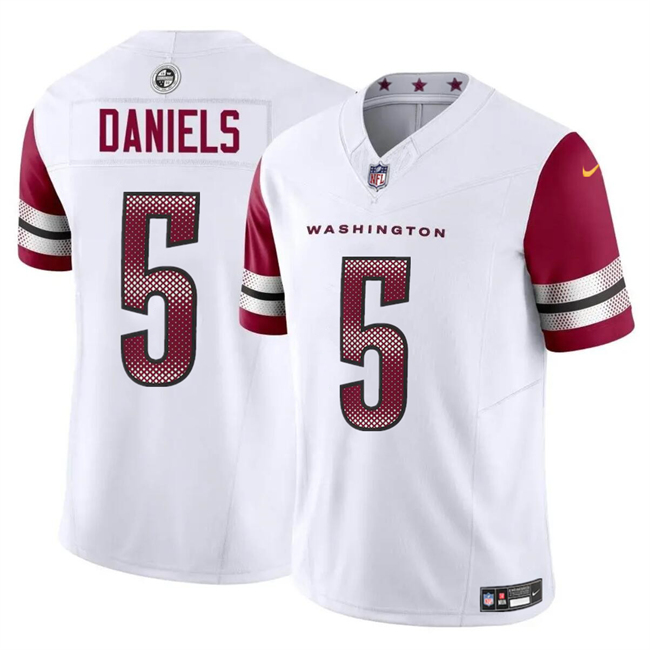 Nike Washington Commanders 5 Jayden Daniels White 2024 NFL Draft Vapor Limited Jersey