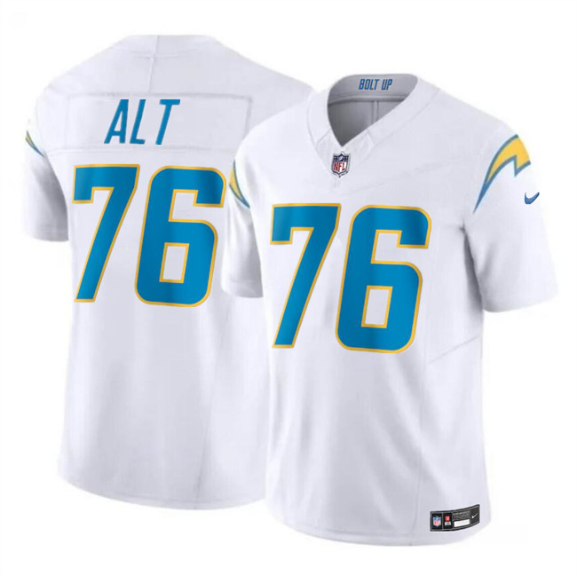 Nike Chargers 76 Joe Alt White 2024 NFL Draft Vapor Limited Jersey