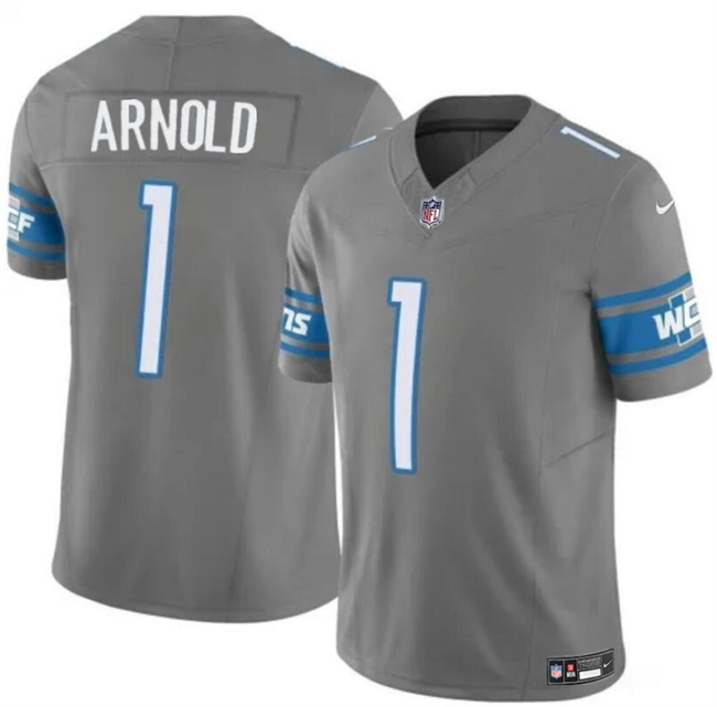 Nike Lions 1 Terrion Arnold Gray 2024 NFL Draft Vapor Limited Jersey Nike Lions 1 Terrion Arnold Gray 2024 NFL Draft Vapor Limited Jersey
