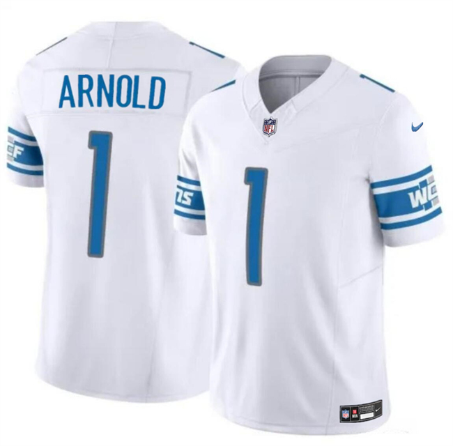 Nike Lions 1 Terrion Arnold White 2024 NFL Draft Vapor Limited Jersey Nike Lions 1 Terrion Arnold White 2024 NFL Draft Vapor Limited Jersey