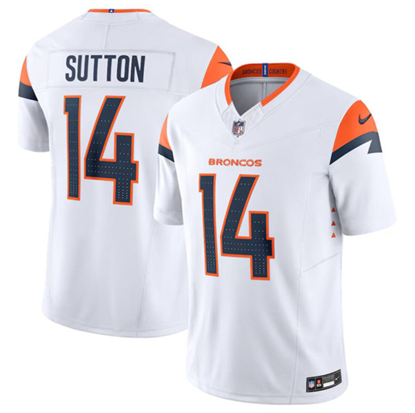 Nike Broncos 14 Courtland Sutton White 2024 F.U.S.E. Vapor Limited Jersey