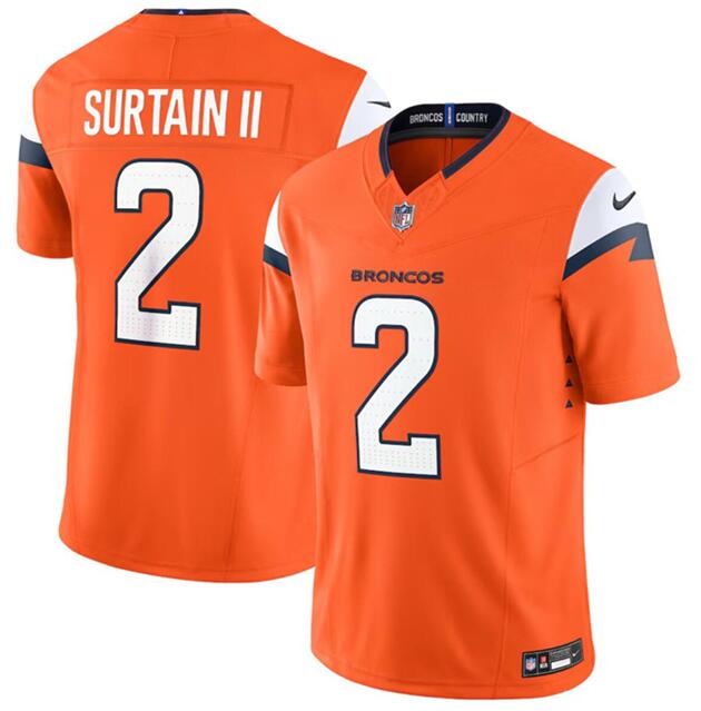 Nike Broncos 2 Pat Surtain II Orange 2024 F.U.S.E. Vapor Limited Jersey