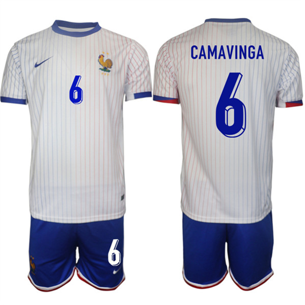 2024-25 France 6 Eduardo Camavinga Away Soccer Jersey 2024-25 France 6 Eduardo Camavinga Away Soccer Jersey