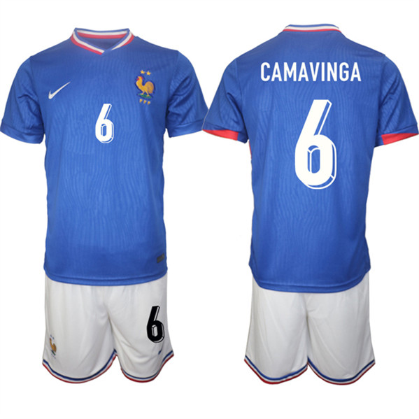 2024-25 France 6 Eduardo Camavinga Home Soccer Jersey 2024-25 France 6 Eduardo Camavinga Home Soccer Jersey