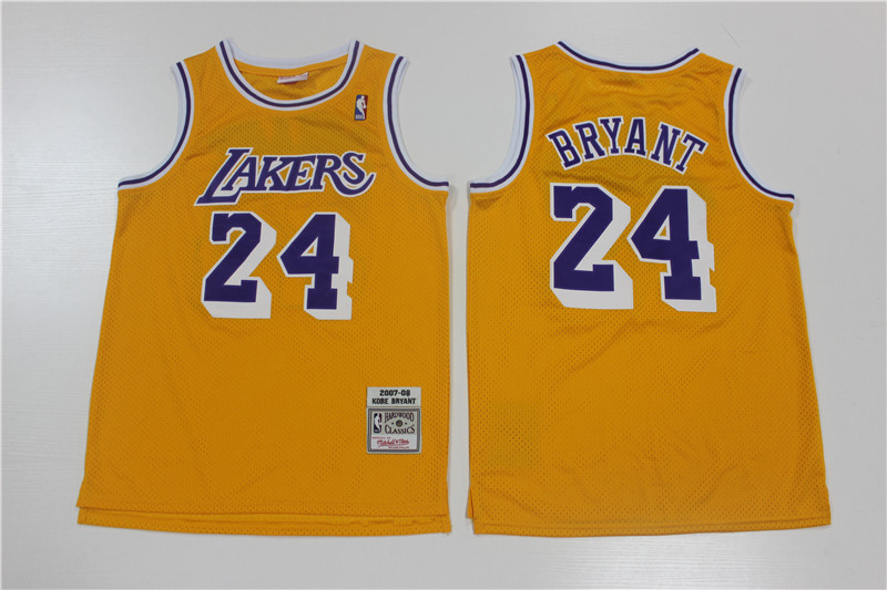 Lakers 24 Kobe Bryant Yellow 2007-08 Hardwood Classics Jersey